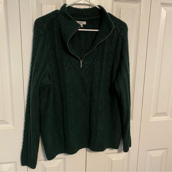 Emerald Green Half Zip Soft and Cozy Sweater - Picture 2 of 5